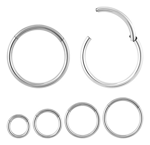 Kit 2 Piercing Click Argola Aço Cirúrgico 6mm 8mm 10mm 12mm