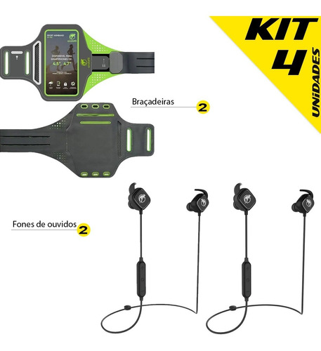 Kit 2 Fone Bluetooth Esportivo + 2 Braçadeira Corrida Esport