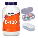 Vitamina B-100 Complexo B Now Foods 250caps + Porta Cápsulas