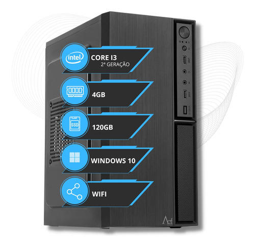Pc Computador Cpu Intel Core I3 4gb Ssd 120gb + Wifi + Nfe