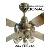 Ventilador Palas Ac. Inox + Plafon 3 Luces Prisma Hasta 18c