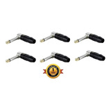 6 X Plug Hj3129 P10 Mono Em L Hjh C/ Ponta Banhada A Ouro 