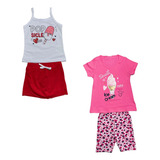 Kit 2 Conjuntos Infantil Menina Blusa Shorts /short Saia 468