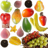 6 Frutas Artificiais De Cera E 1 Uva À Escolha - Fabricamos
