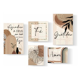 Kit 5 Quadros Decorativos Mdf Frases Amor Fé Gratidão Sala