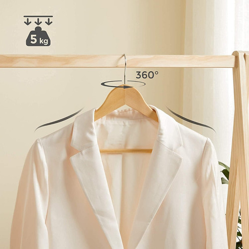 Pack X10 Percha De Madera Lustrada 1° Calidad Terminacion Con Barniz Organizadores De Ropa Para El Hogar Uso Comercial