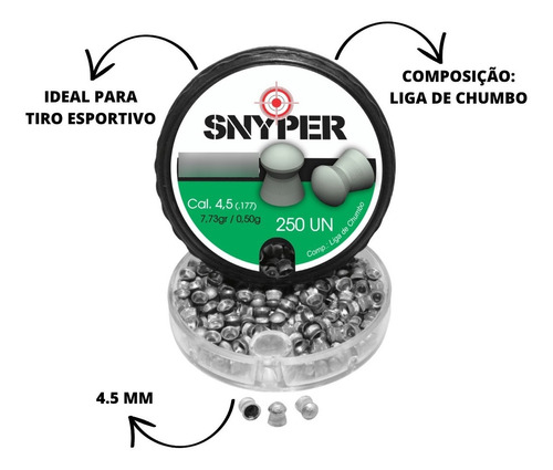 Kit 5 Cx Chumbinho Snyper Diabolo 4,5mm C/ 1250 Unidades