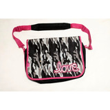 Zm) Morral Porta Notebook, Negro Con Fucsia  Funky Girls 