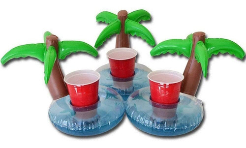 6 Portavasos Inflables Para Piscina Bebidas Fiesta Flotador