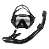 Conjunto De Máscara De Buceo Profesional Negro