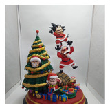 Diorama Navideño 3d Dragon Ball De Goku Krilin Roshi 28cm