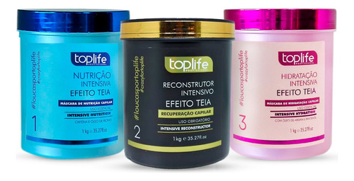 Kit Cronograma Capilar 3x1kg Tratamento Toplife Profissional