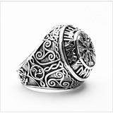 Anillo Vikingo Vegvisir Y Runas Plata 1,8 Cm 23 Gr Art 1063