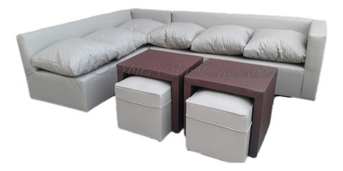 Juego De Living, Sillon Esquinero Cubo 2.50x1.80, Eco Cuero