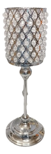 Candelabro Duque Portavela Crystal Con Caireles 37x12 Cm