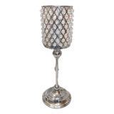 Candelabro Duque Portavela Crystal Con Caireles 37x12 Cm