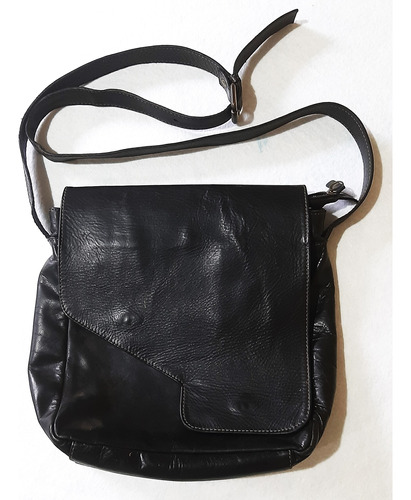 Bolso, Morral Cuero Puro Hombre Negro Sn 30x30cm