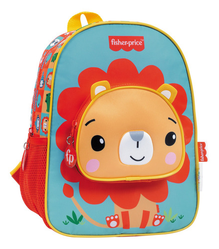 Mochila Espalda Jardin 12 PuLG Fisher Price Animalitos Color Rojo - Leon