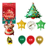 Set Conjunto Globos Navideños Reno Letrero Feliz Navidad