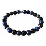 Pulseira Turmalina Negra E Lapis Lazuli Pedras Naturais