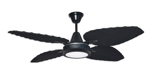 Ventilador De Techo Siena Negro Palas Rattan Con Led 18w