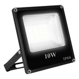 Reflector Led 10w Exterior Alta Potencia Multiled Ip66 Frio Carcasa Negro Luz Blanco Frío