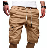 Bermuda Short Casual Playa Bolsas Cargo Gabardina