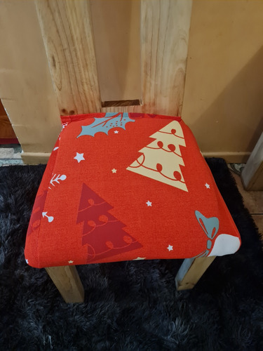 Pack 6 Fundas De Sillas Asiento Diseño Navidad