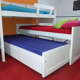 Cama Puente Baja + Cama Nido Baja Con 3 Cajones