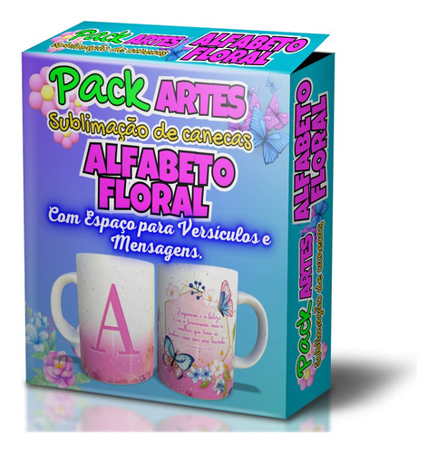 Alfabetos Florais Super Pack Para Sublimação Canecas + Bônus