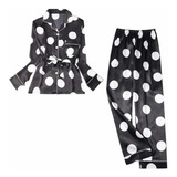 Pijama Satinada Estampado Polka Dot Elegante Sexy Girlboss