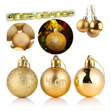 Tubo 20 Bolas Enfeite Natal Decoração Árvore Pendurar 4 Cm Cor Dourado Tri Tons Lisa Fosca Gliter