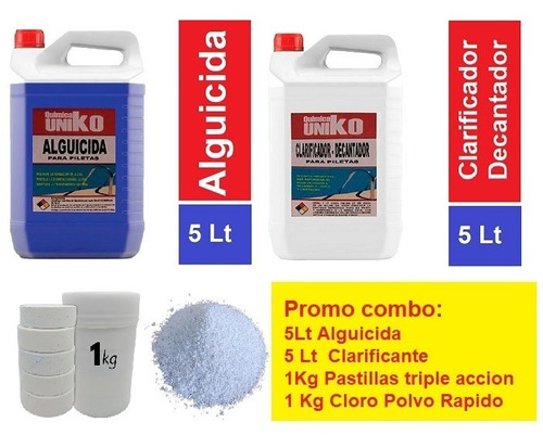 Combo Alguicida+clarificante+ Pastillas + Polvo 