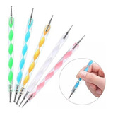 Kit De 5 Pinceles Dotting Pen Doble Punta Decoración Uñas !!