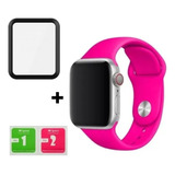 Pulseira + Pelícu 3d Para Apple Watch 38mm 40mm 42mm 44mm Sm Cor Rosa-pink Largura 44 Mm