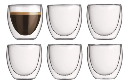 Set X6 Vasos Doble Vidrio Nespresso Simil Bodum 75ml