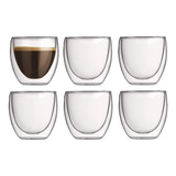 Set X6 Vasos Doble Vidrio Nespresso Simil Bodum 75ml
