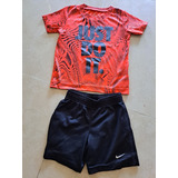 Conjunto Short Y Remera Nike Impecable. Talle 3. 2/3 Años