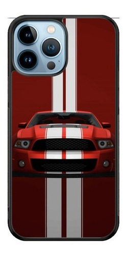 Funda Protector Para iPhone Mustang Ford Rojo Rayas Frente