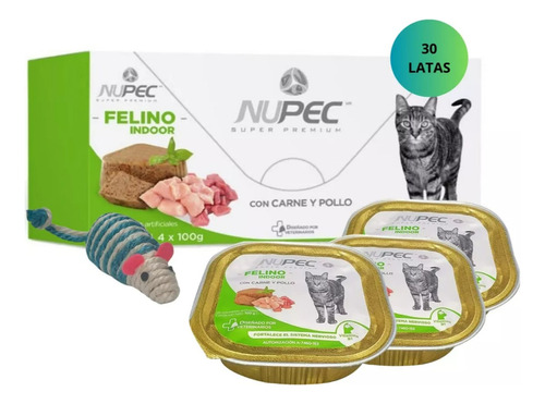 Paquete Nupec Gato Indoor 30 Latas Aliento Húmedo + Regalo