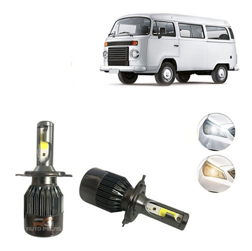 Lampada Super Led Branca / Amarela Farol Baixo-alto Vw Kombi