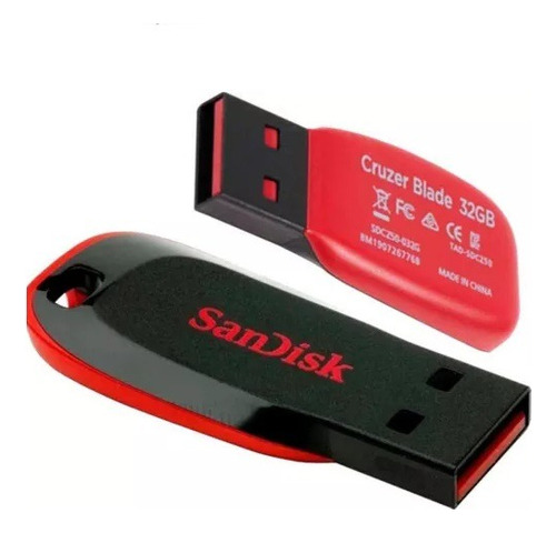 Pendrive Sandisk Cruzer Blade 32gb 2.0 Negro Y Rojo