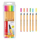 Caneta Stabilo Point 88 Neon 6 Cores Fineliner 0.4mm