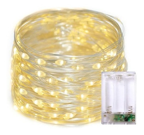 Fio De Fada Decorativo Amarelo Cordão Luz Led C/20 2m Pilha