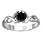 Anillo Infinitos Plata 925 Maciza Certificada Diamante Negro