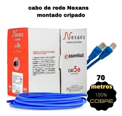 Cabo De Rede Nexans 70 Metros  Montado!!