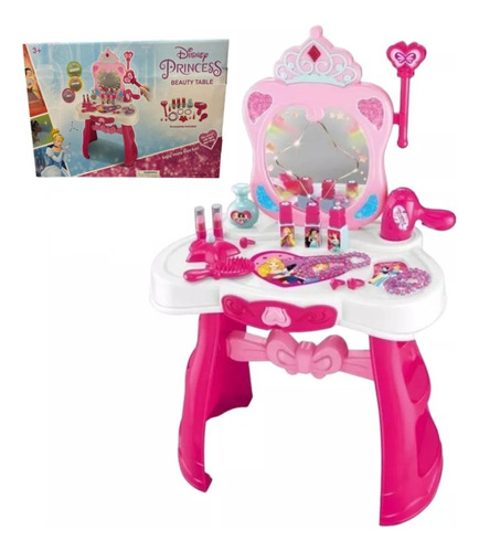 Set Tocador Mágico Princesas Maquillaje Niña Tocador Espejo