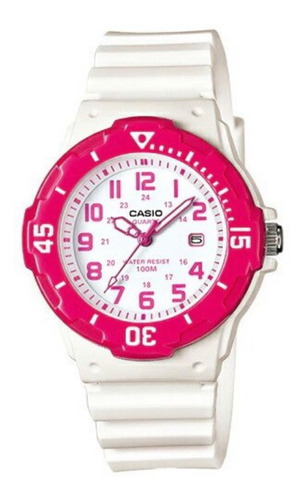 Reloj Casio Lrw-200h-4b Mujer Analógico Color Del Bisel Rosa Color Del Fondo Dorado