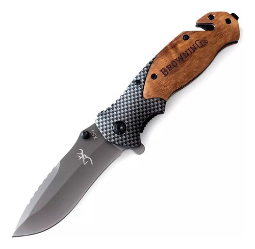 Cuchillo Navaja Browning X50 Con Clip Madera Supervivencia