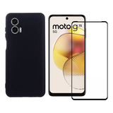 Kit Capa Silicone Aveludada Para Moto G73 + Pelicula